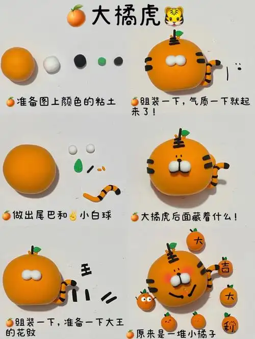 2022年新年快乐老虎轻粘土教程