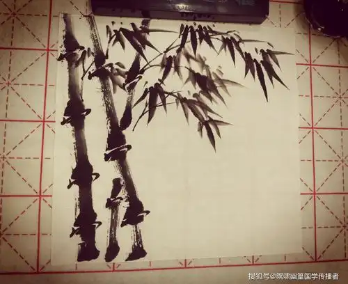 肖战粉丝临摹肖战国画竹石略加改动一样有韵味