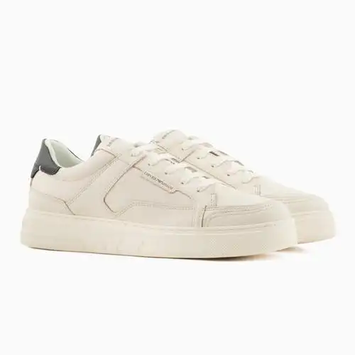 阿玛尼armani男鞋新款男士系带低帮板鞋简约运动休闲鞋白色x4x568xn