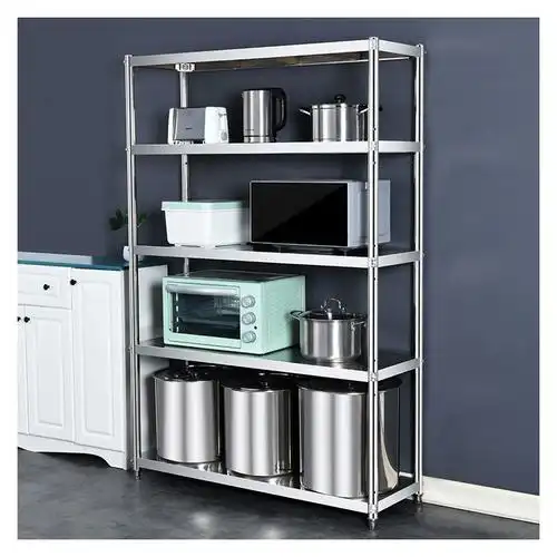 加厚不锈钢厨房置物架柜落地多层货架微波炉架放锅储物放菜收纳架