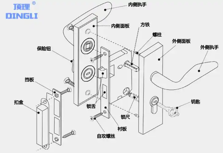 顶理 室内门锁 155mm 大小50卧室门把手 锁具 五金厕所浴室卫生间