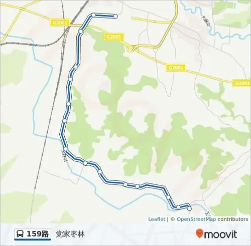 159路路线:日程,站点和地图-党家枣林