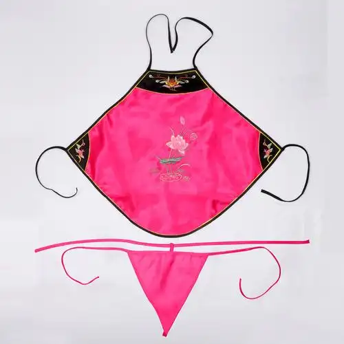 特价绑带红色刺绣古典红肚兜 女士性感成人丝绸诱惑情趣内衣睡裙