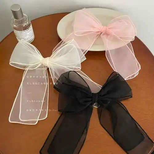 周扬青同款超大网纱蝴蝶结发夹小众高级网红秋冬新款发卡头饰发饰