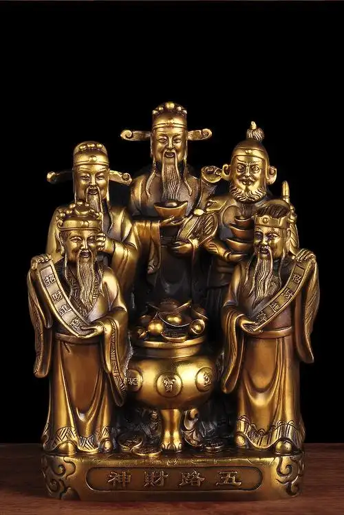 白凤凰纯铜五路财神爷摆件家居客厅风水佛像财位供奉饭店铺开业礼品16
