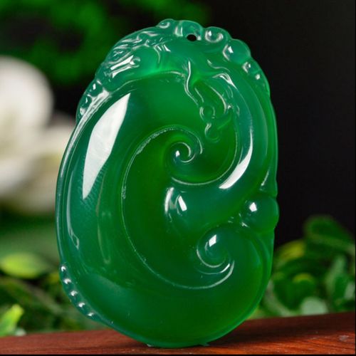 天然和田玉冰种绿玉髓如意吊坠绿玛瑙玉如意福禄寿挂件玉牌男女款