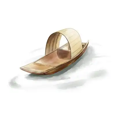 春天立春春分水墨中国风手绘小船江南水乡桃花国画古风水墨插画gif动