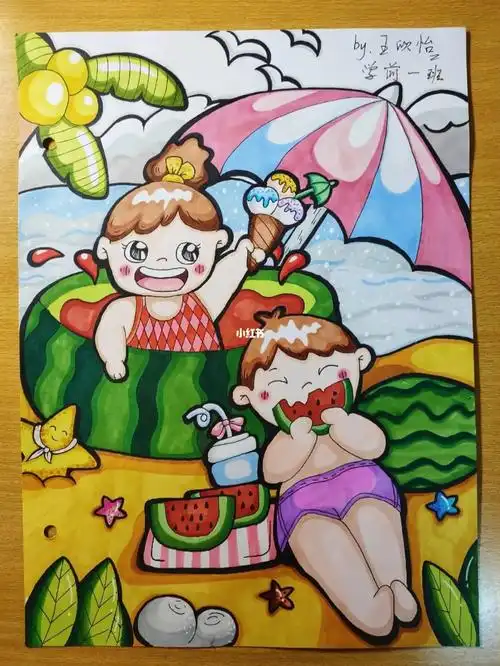 91这幅画是童趣满满的,也体现了幼儿想象的夸张性,在儿童的眼中,大