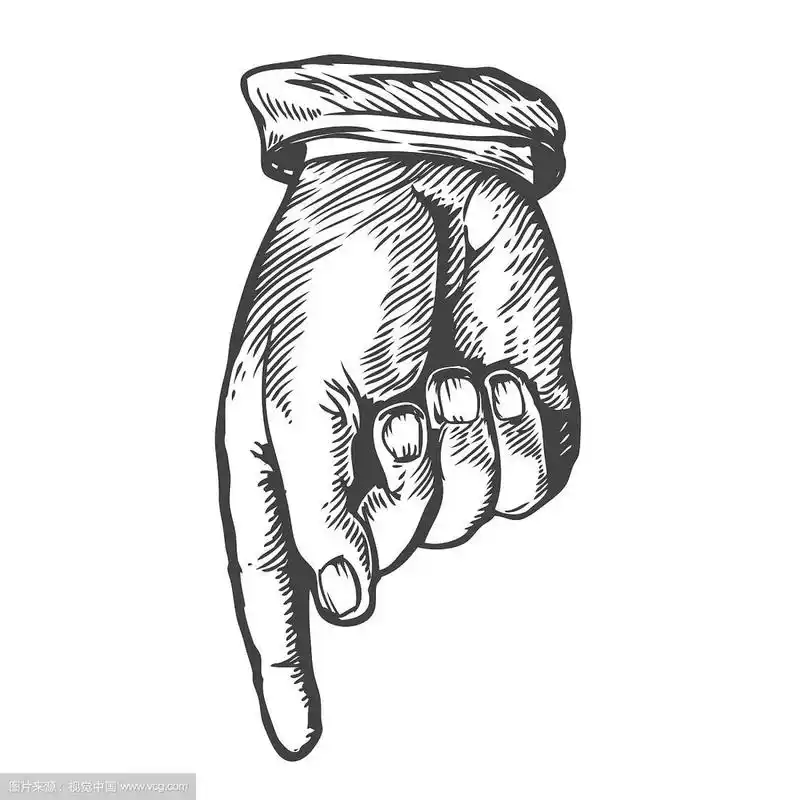 手指向下的草图