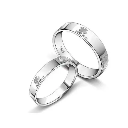 s9525纯银戒指时尚经典四叶草情侣对戒s925银饰品批发