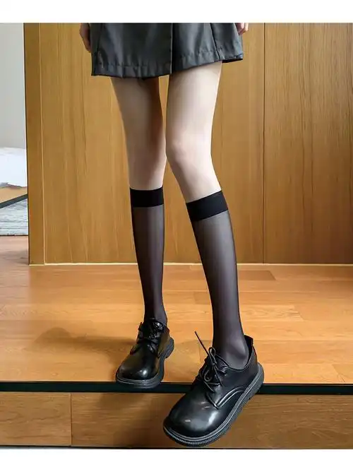 suntek黑色小腿袜jk袜子女夏季薄款中筒女袜长筒压力长袜过膝瘦腿白