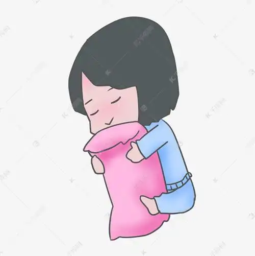 抱着枕头睡觉的女孩