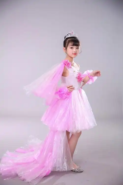 fmzxg 环保服装儿童时装秀环保服装幼儿园diy手工自制创意亲子演出服