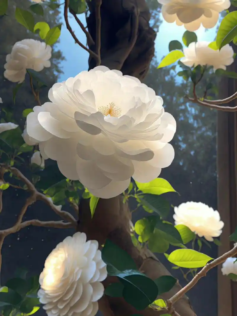 比起玫瑰,我更愿用山茶来定义爱情 白色山茶花的花语是理想的爱. .