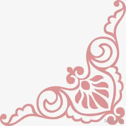 手绘粉色可爱欧式边角花纹png素材透明免抠图片-装饰效果