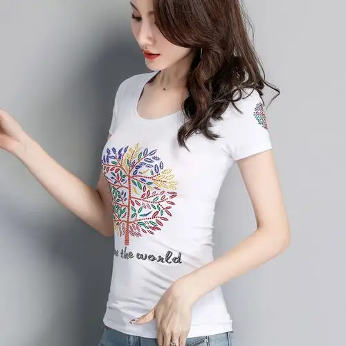 邦伊芙短袖t恤衫女新品夏季半袖女装 纯棉短袖t恤女夏季新款大码修身