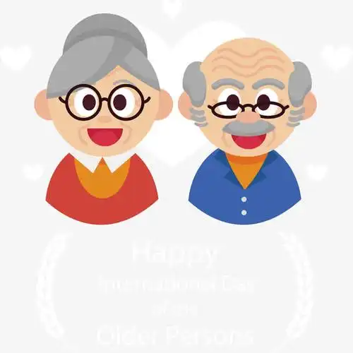 关键词 : 爷爷,奶奶,手绘,卡通,老年人,夫妻, 眼镜, 矢量图
