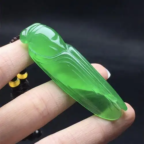 天然缅甸冰种翡翠冰绿厚装立体蝉吊坠玉石翠玉知了一鸣惊人挂件