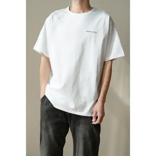 无补 白色t恤男士短袖上衣 纯色宽松打底衫圆领 夏款 男装