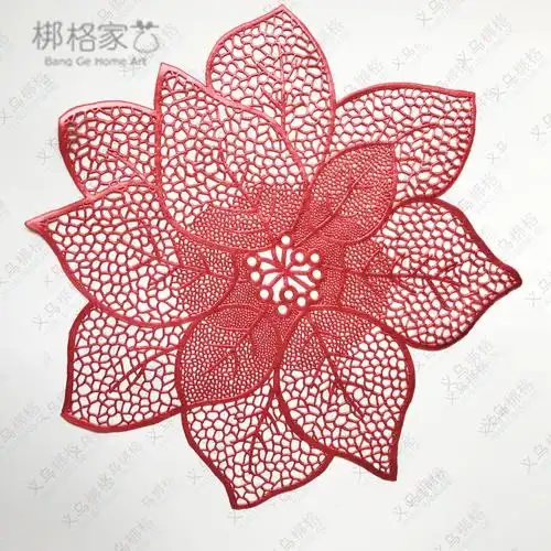 欧式荷花镂空莲花纯色pvc西餐垫紫金花圣诞节装饰桌垫隔热垫大红