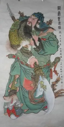 山东国画名家王英民人物画关二爷神像