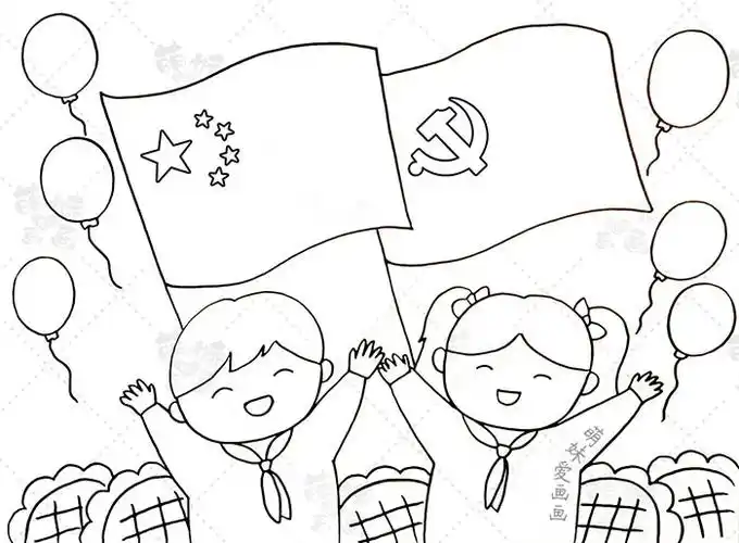 庆祝建党100周年绘画合集,简单又漂亮,家长可收藏备用