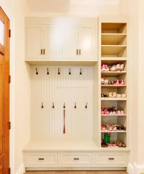 门口整体鞋柜衣帽架装修图片_装修123效果图