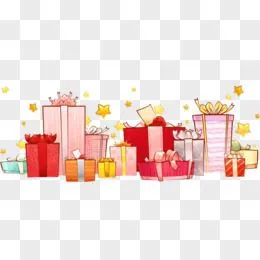手绘礼物盒子组合插画素材