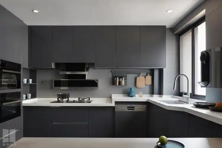 过道 装饰画 橱柜 120㎡现代简约风厨房装修效果图 橱柜 120㎡现代