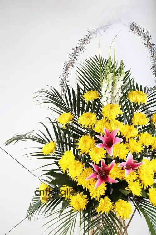 黄菊两层式花篮