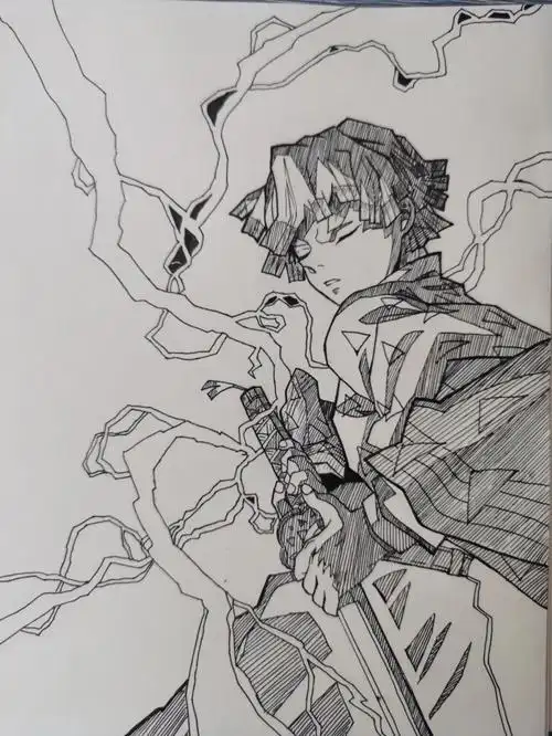 临摹鬼灭之刃我妻善逸