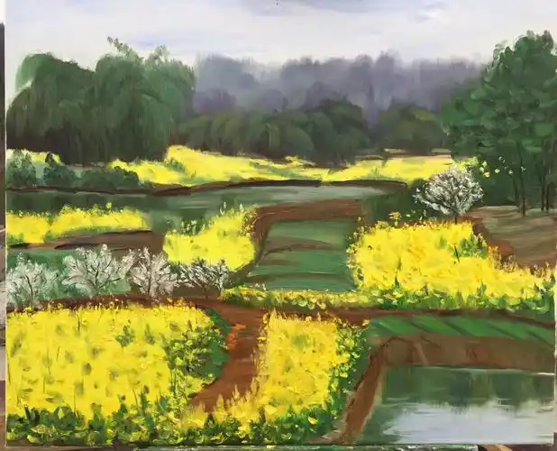 桃李芬芳又一春,画笔油彩驻风景一一2017年"春之歌"系列油画写生作业