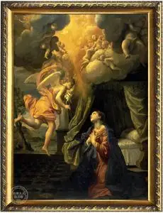 查理夫人 古典欧式玄关客厅油画 圣母天使人物装饰画有框画 19473