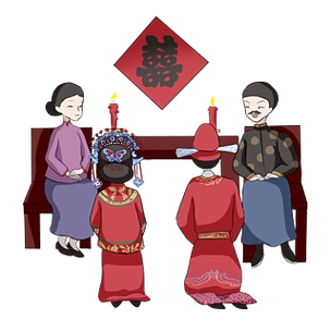 古代婚礼卡通新郎新娘免抠矢量图创意婚博会婚庆结婚海报卡通新娘免抠