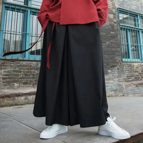 沐汉风纳川汉服男汉元素阔腿裤单品男士裤子改良大袴宽松舒适休闲