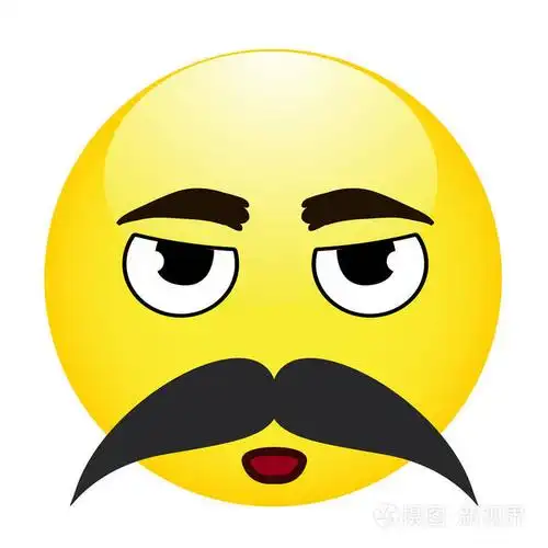 白色背景上的八字胡的可爱表情孤立的矢量图