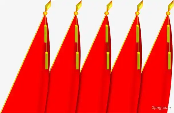 红色旗帜清新png素材透明免抠图片-其他元素