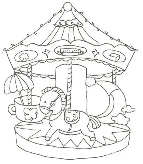 旋转木马的简笔画怎么画旋转木马的简笔画简单