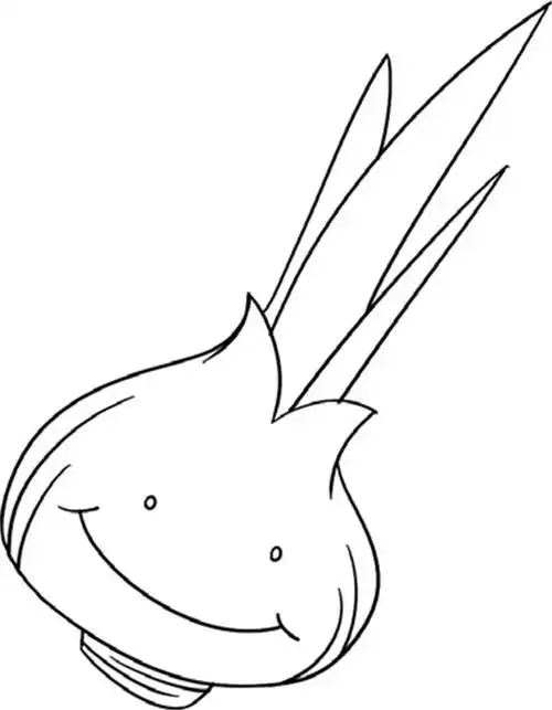 1,一头大蒜辛辣的蒜简笔画绘画步骤一2,长出嘴眼辛辣的蒜简笔画绘画