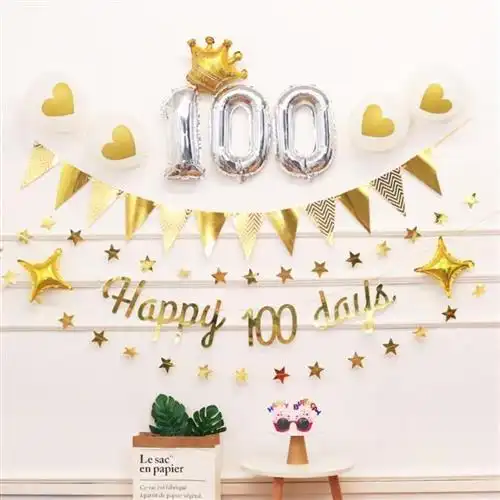 一百天纪念日礼物婴儿儿童网红ins气球装饰场景布置宝宝100天满