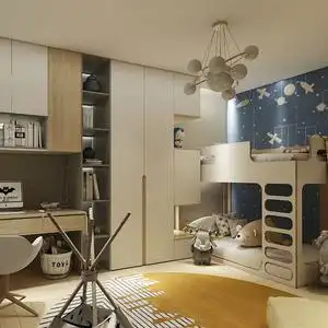 青岛儿童房设计全屋定制榻榻米上下床二胎房间双人整体带书桌定做