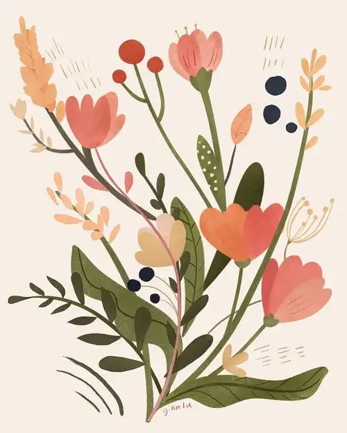 夏日清新花卉插画