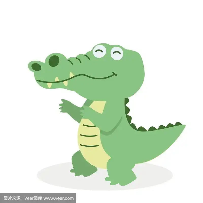 可爱的鳄鱼卡通在白色的背景