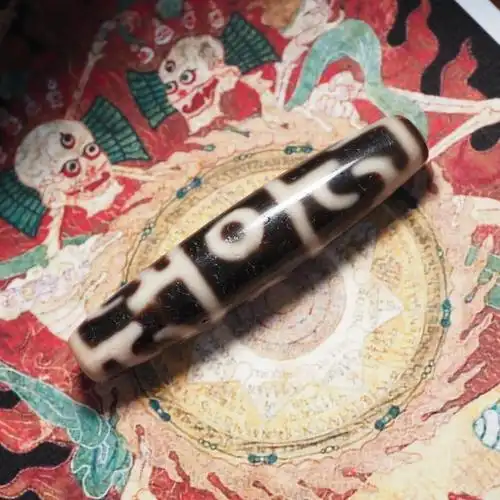 台湾莲师诛法三界天珠牙黄质感咬色古沉