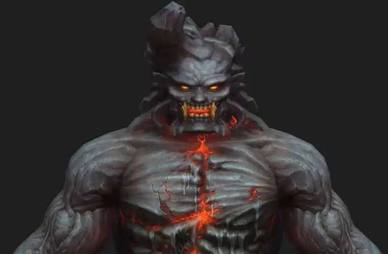 泰坦石巨人(有全套动作)烈焰熔岩巨石怪,石头人,泰坦石像场景石雕塑