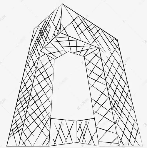 央视大楼手绘线稿