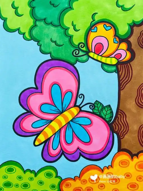 蝴蝶03马克笔儿童画