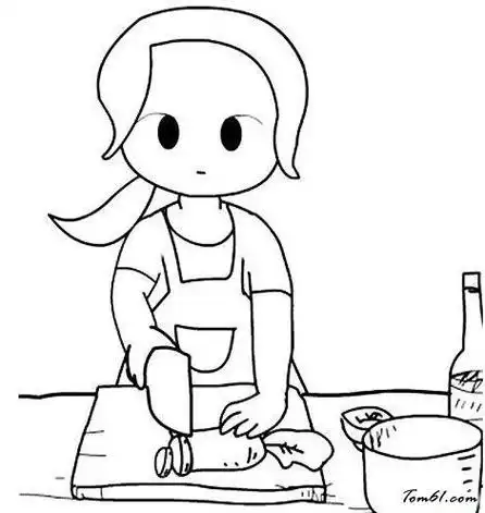 儿童简笔画和妈妈一起做饭
