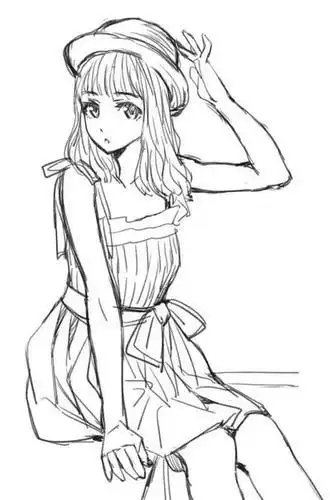 漫画人物简笔画女生古装全身