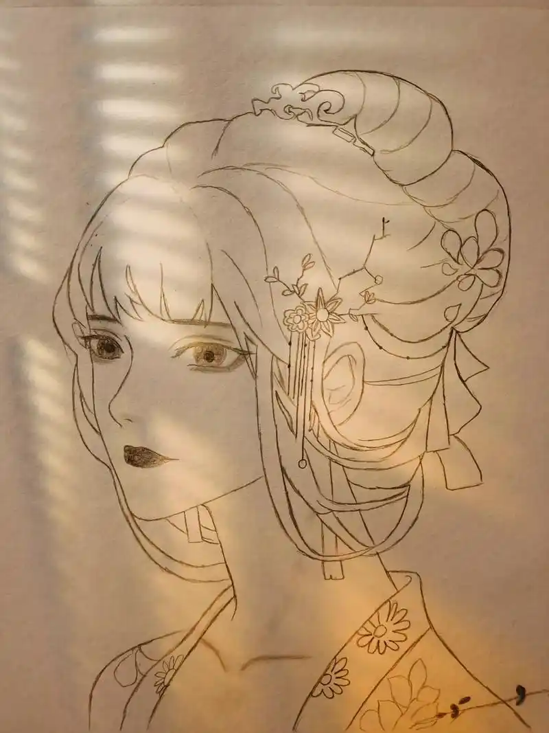 手绘临摹 #古风#日常打卡画画  - 抖音